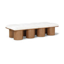 Meridian Pavilion Cream Boucle Fabric Bench IMAGE 1