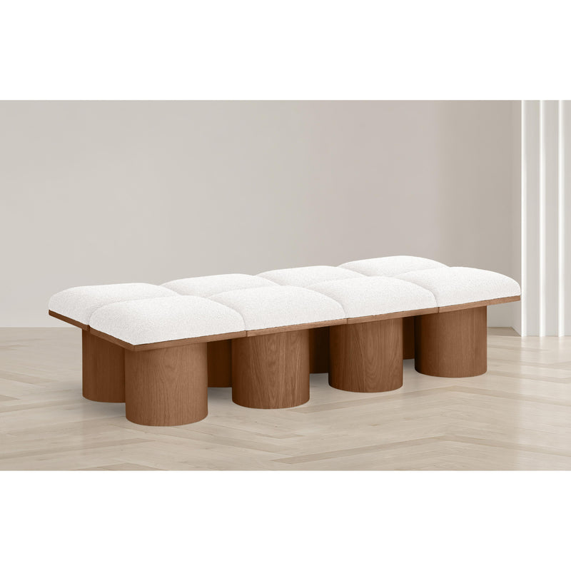 Meridian Pavilion Cream Boucle Fabric Bench IMAGE 2