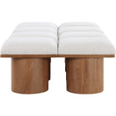 Meridian Pavilion Cream Boucle Fabric Bench IMAGE 4
