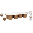 Meridian Pavilion Cream Boucle Fabric Bench IMAGE 7