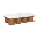Meridian Pavilion Cream Boucle Fabric Bench IMAGE 1