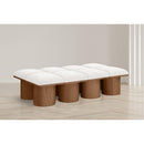 Meridian Pavilion Cream Boucle Fabric Bench IMAGE 2