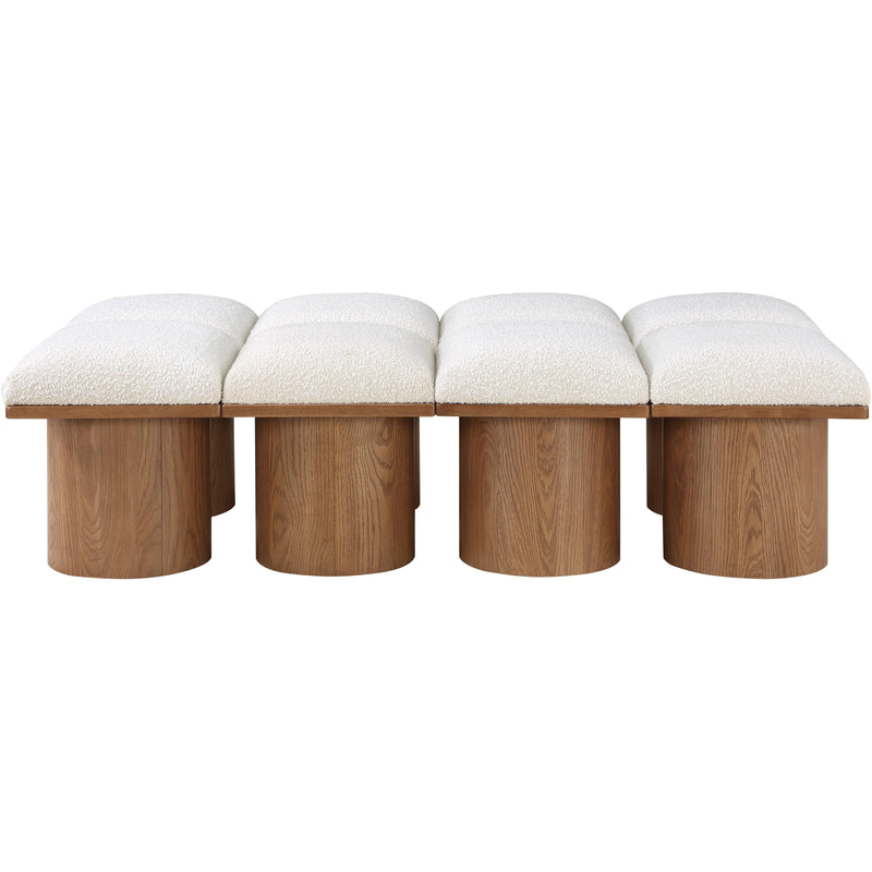 Meridian Pavilion Cream Boucle Fabric Bench IMAGE 3