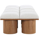 Meridian Pavilion Cream Boucle Fabric Bench IMAGE 4