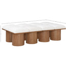 Meridian Pavilion Cream Boucle Fabric Bench IMAGE 7