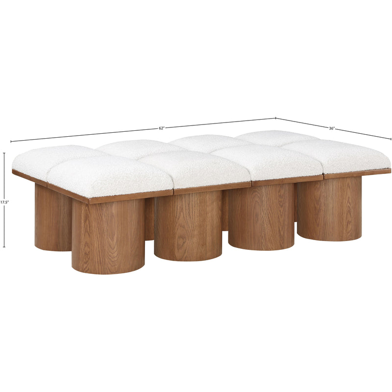 Meridian Pavilion Cream Boucle Fabric Bench IMAGE 7