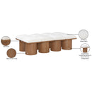 Meridian Pavilion Cream Boucle Fabric Bench IMAGE 8