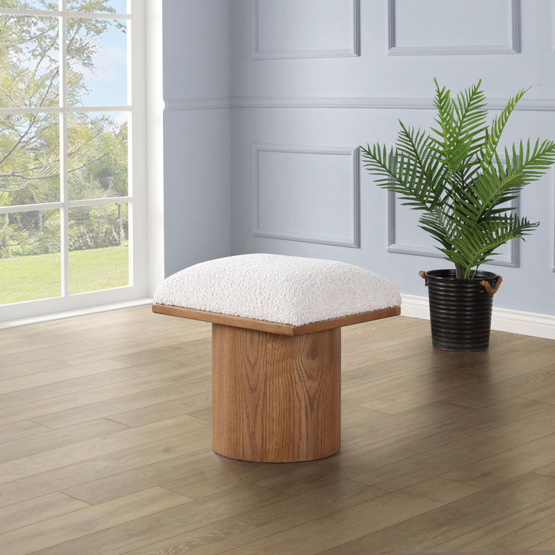 Meridian Pavilion Cream Boucle Fabric Bench/Stool IMAGE 2