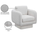 Meridian Alessandra Cream Chenille Fabric Swivel Accent Chair IMAGE 10