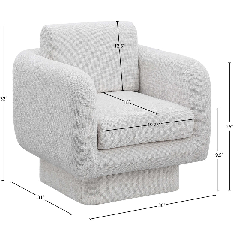 Meridian Alessandra Cream Chenille Fabric Swivel Accent Chair IMAGE 9