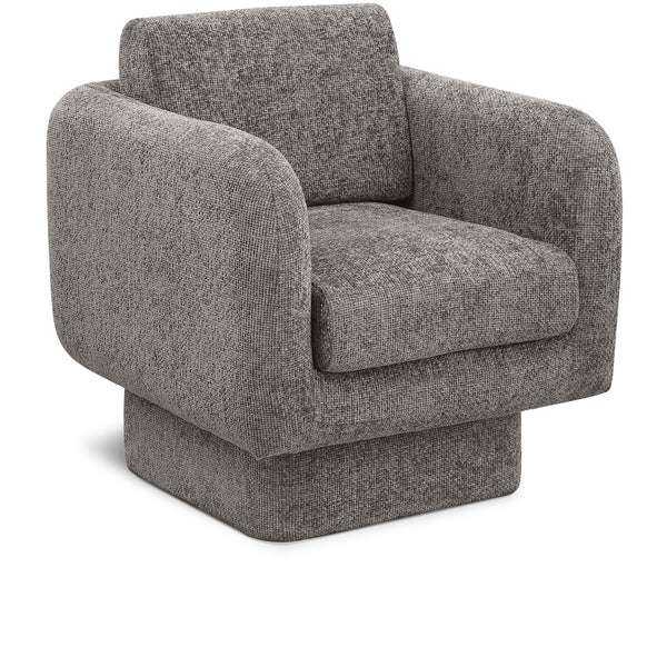 Meridian Alessandra Grey Chenille Fabric Swivel Accent Chair IMAGE 1