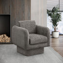 Meridian Alessandra Grey Chenille Fabric Swivel Accent Chair IMAGE 2