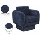 Meridian Alessandra Navy Chenille Fabric Swivel Accent Chair IMAGE 10