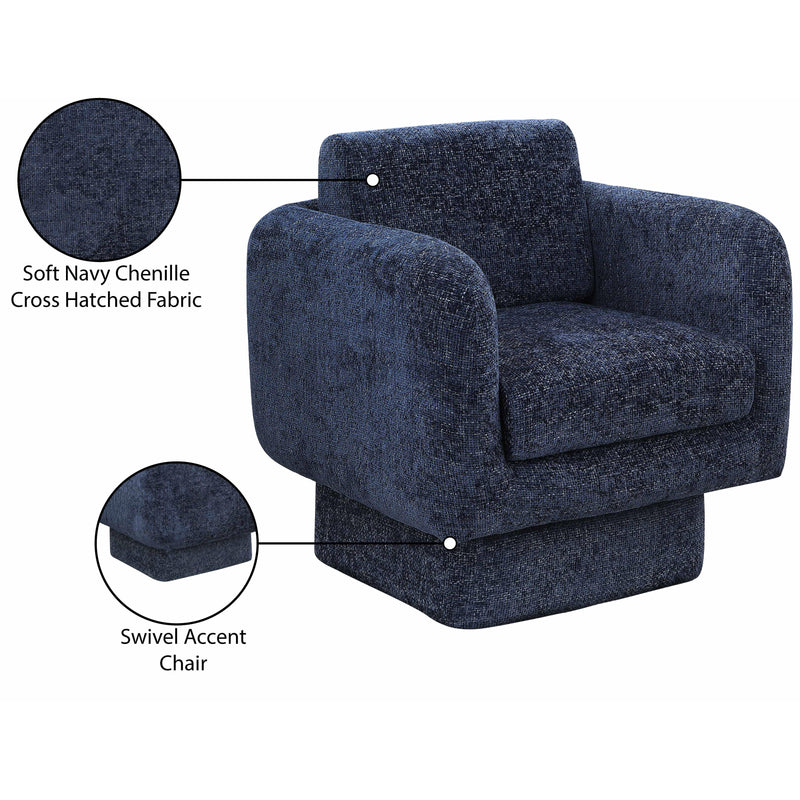 Meridian Alessandra Navy Chenille Fabric Swivel Accent Chair IMAGE 10