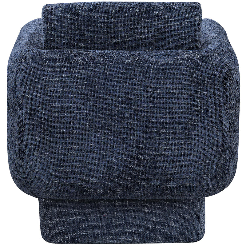 Meridian Alessandra Navy Chenille Fabric Swivel Accent Chair IMAGE 3