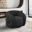 Meridian Roxbury Black Boucle Fabric Swivel Accent Chair IMAGE 2