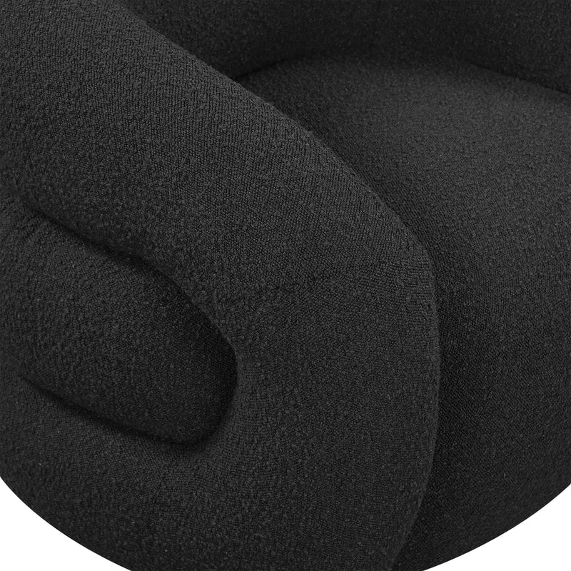 Meridian Roxbury Black Boucle Fabric Swivel Accent Chair IMAGE 7