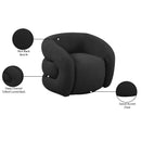 Meridian Roxbury Black Boucle Fabric Swivel Accent Chair IMAGE 8