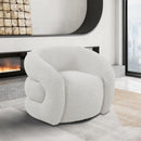 Meridian Roxbury Cream Boucle Fabric Swivel Accent Chair IMAGE 2