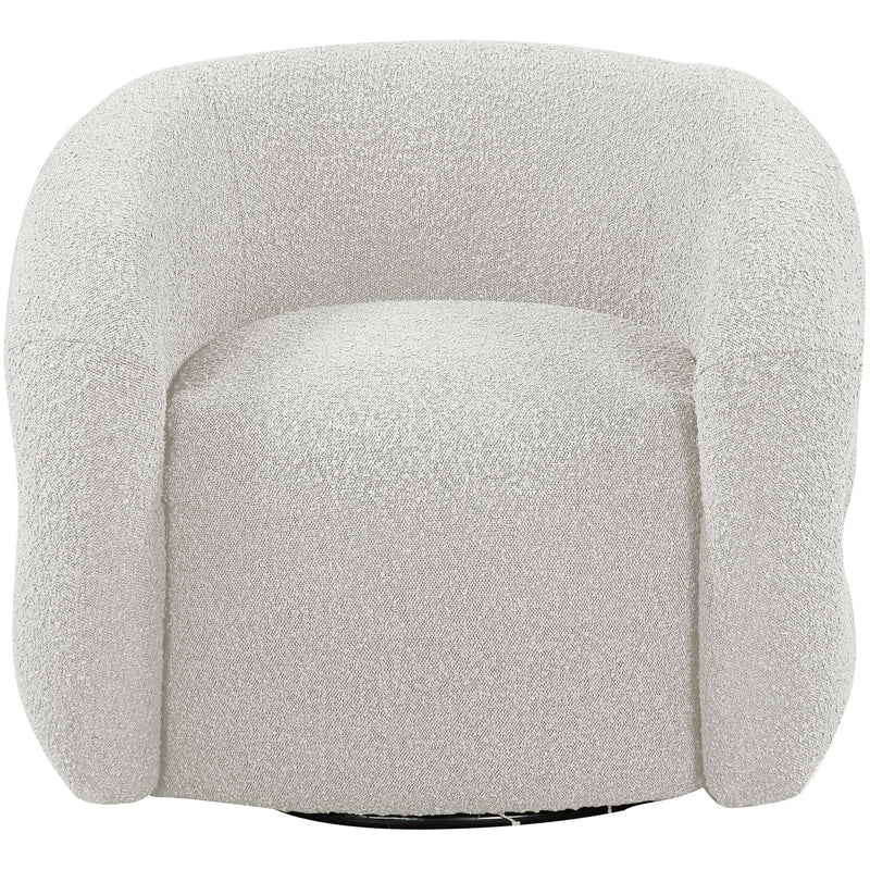 Meridian Roxbury Cream Boucle Fabric Swivel Accent Chair IMAGE 4