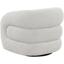 Meridian Roxbury Cream Boucle Fabric Swivel Accent Chair IMAGE 5