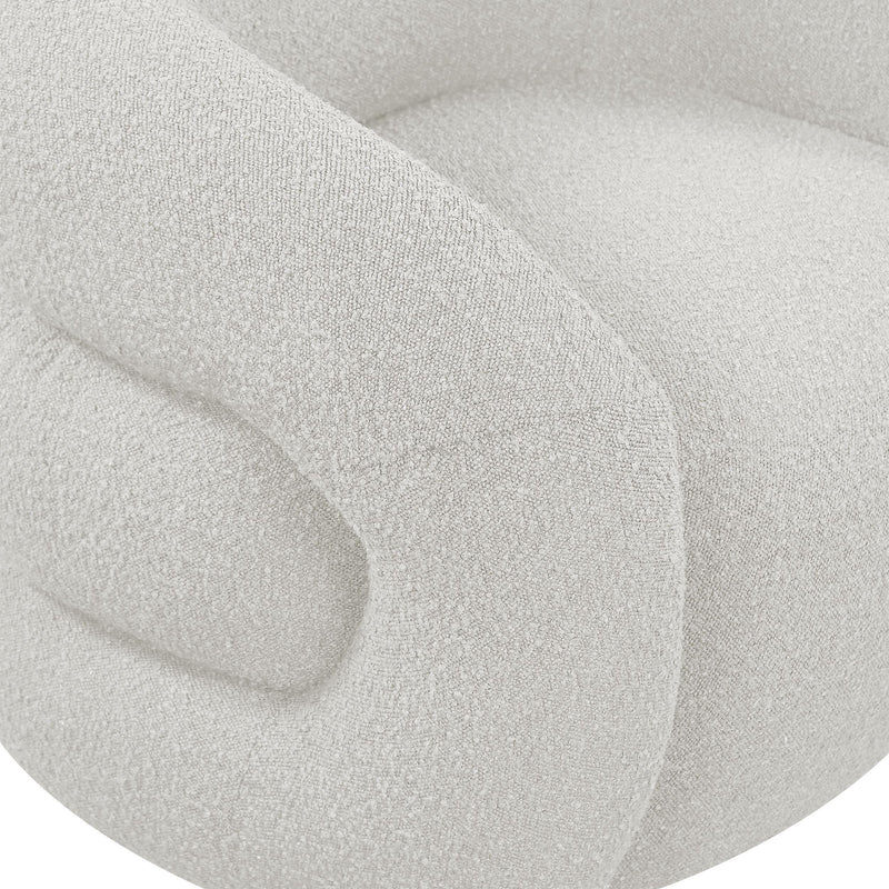 Meridian Roxbury Cream Boucle Fabric Swivel Accent Chair IMAGE 7