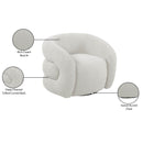 Meridian Roxbury Cream Boucle Fabric Swivel Accent Chair IMAGE 8