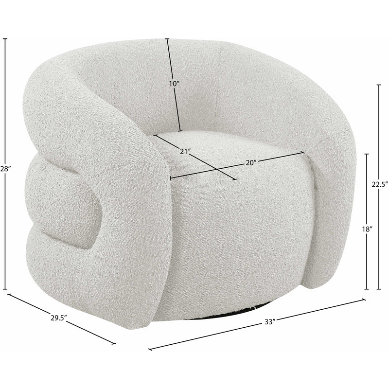 Meridian Roxbury Cream Boucle Fabric Swivel Accent Chair IMAGE 9