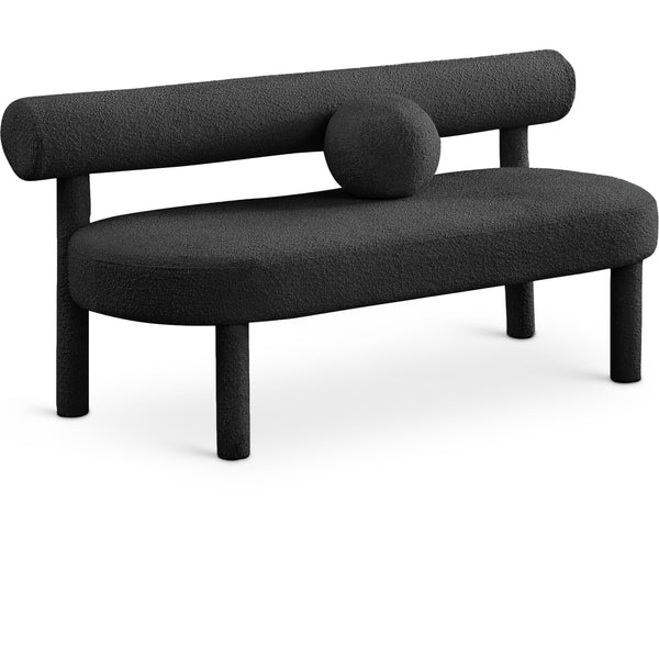 Meridian Parlor Black Boucle Fabric Bench IMAGE 1