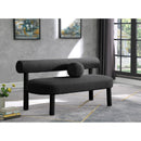 Meridian Parlor Black Boucle Fabric Bench IMAGE 2