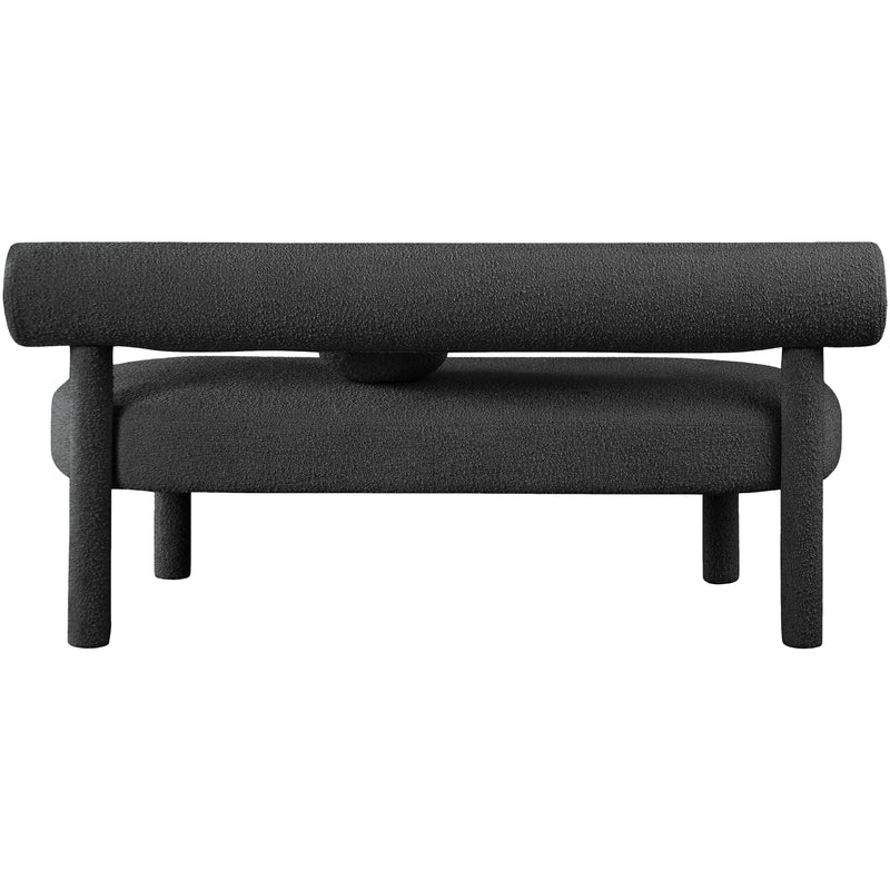 Meridian Parlor Black Boucle Fabric Bench IMAGE 3
