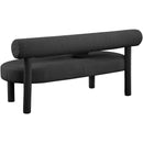 Meridian Parlor Black Boucle Fabric Bench IMAGE 4