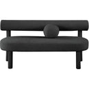 Meridian Parlor Black Boucle Fabric Bench IMAGE 5