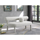 Meridian Parlor Cream Boucle Fabric Bench IMAGE 2