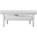 Meridian Parlor Cream Boucle Fabric Bench IMAGE 3