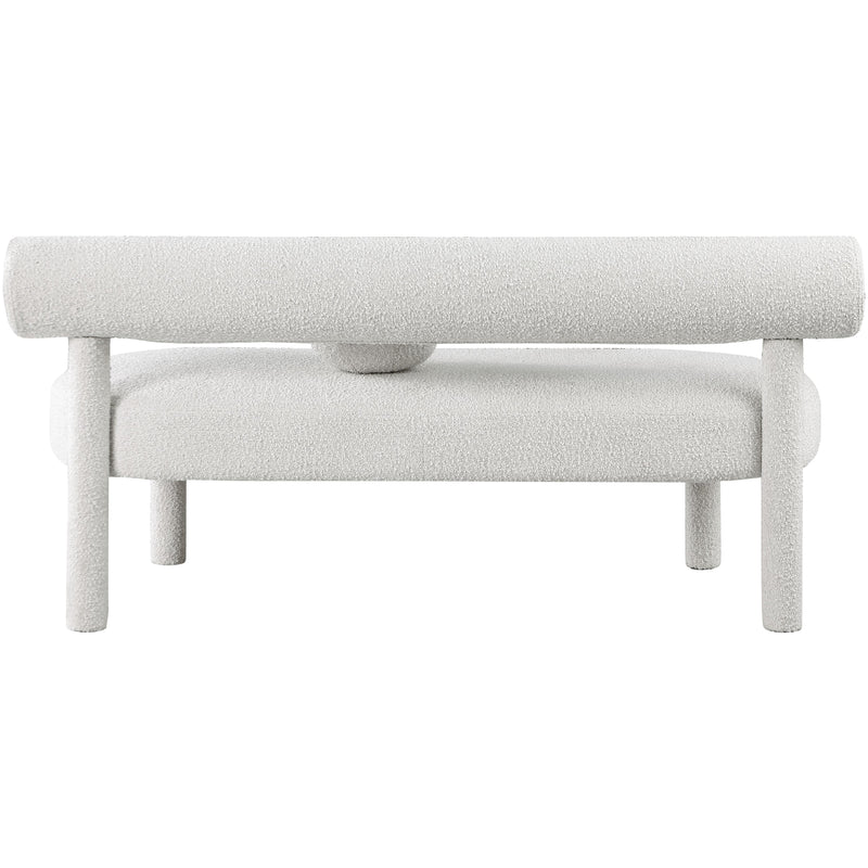 Meridian Parlor Cream Boucle Fabric Bench IMAGE 3