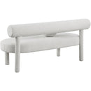 Meridian Parlor Cream Boucle Fabric Bench IMAGE 4