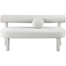 Meridian Parlor Cream Boucle Fabric Bench IMAGE 5