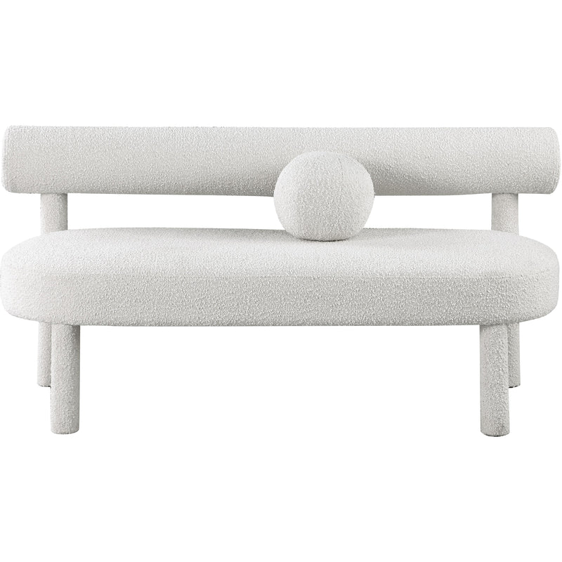 Meridian Parlor Cream Boucle Fabric Bench IMAGE 5