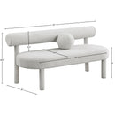 Meridian Parlor Cream Boucle Fabric Bench IMAGE 8