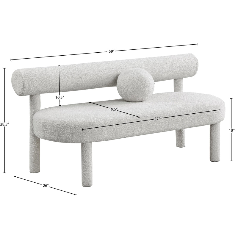 Meridian Parlor Cream Boucle Fabric Bench IMAGE 8