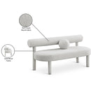 Meridian Parlor Cream Boucle Fabric Bench IMAGE 9