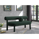 Meridian Parlor Green Boucle Fabric Bench IMAGE 2