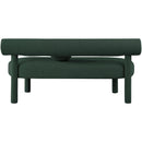 Meridian Parlor Green Boucle Fabric Bench IMAGE 3
