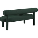 Meridian Parlor Green Boucle Fabric Bench IMAGE 4