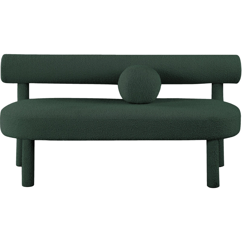 Meridian Parlor Green Boucle Fabric Bench IMAGE 5