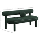 Meridian Parlor Green Boucle Fabric Bench IMAGE 8