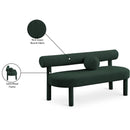 Meridian Parlor Green Boucle Fabric Bench IMAGE 9