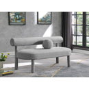 Meridian Parlor Grey Boucle Fabric Bench IMAGE 2