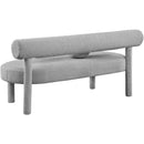 Meridian Parlor Grey Boucle Fabric Bench IMAGE 4
